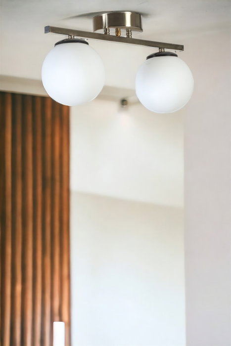 Opviq Lámpara de araña de 2 luces, Cromo mate y Blanco